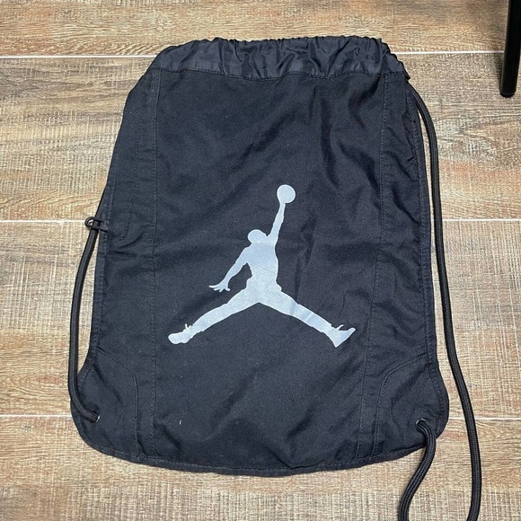 Jordan Drawnstring Black Pouch Bag - Picture 1 of 7